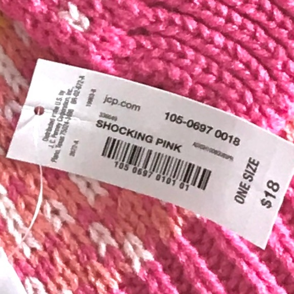 Mixit Fair Isle Pattern Scarf Hat Gloves Pink Gold Grey White - Picture 13 of 13